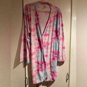 Mentally Exhausted Floral Jersey Knit Women’s Robe Size M Medium
